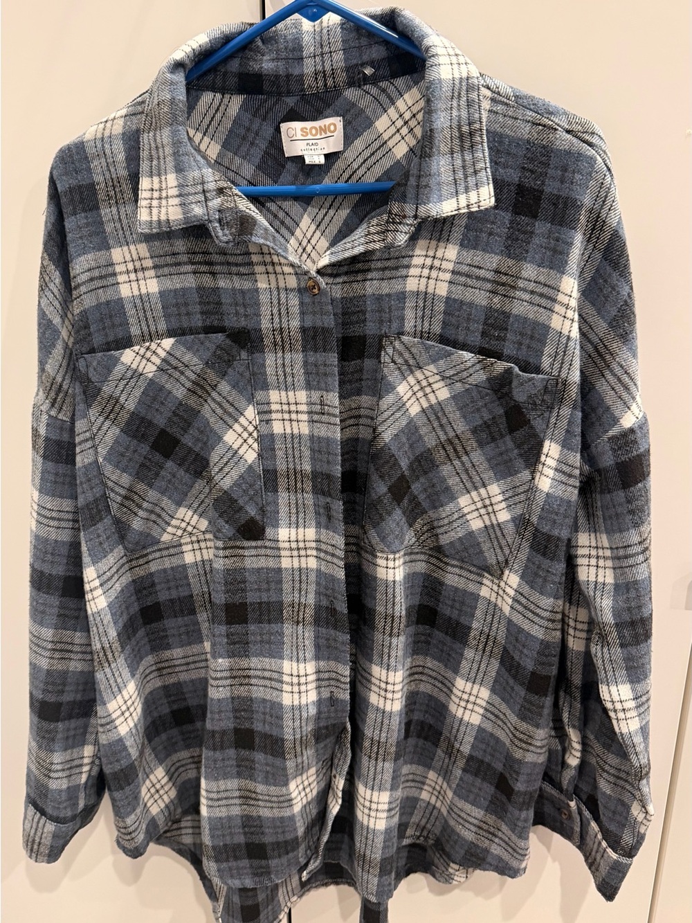 Ci Sono Blue and White Plaid Button-Down Shirt